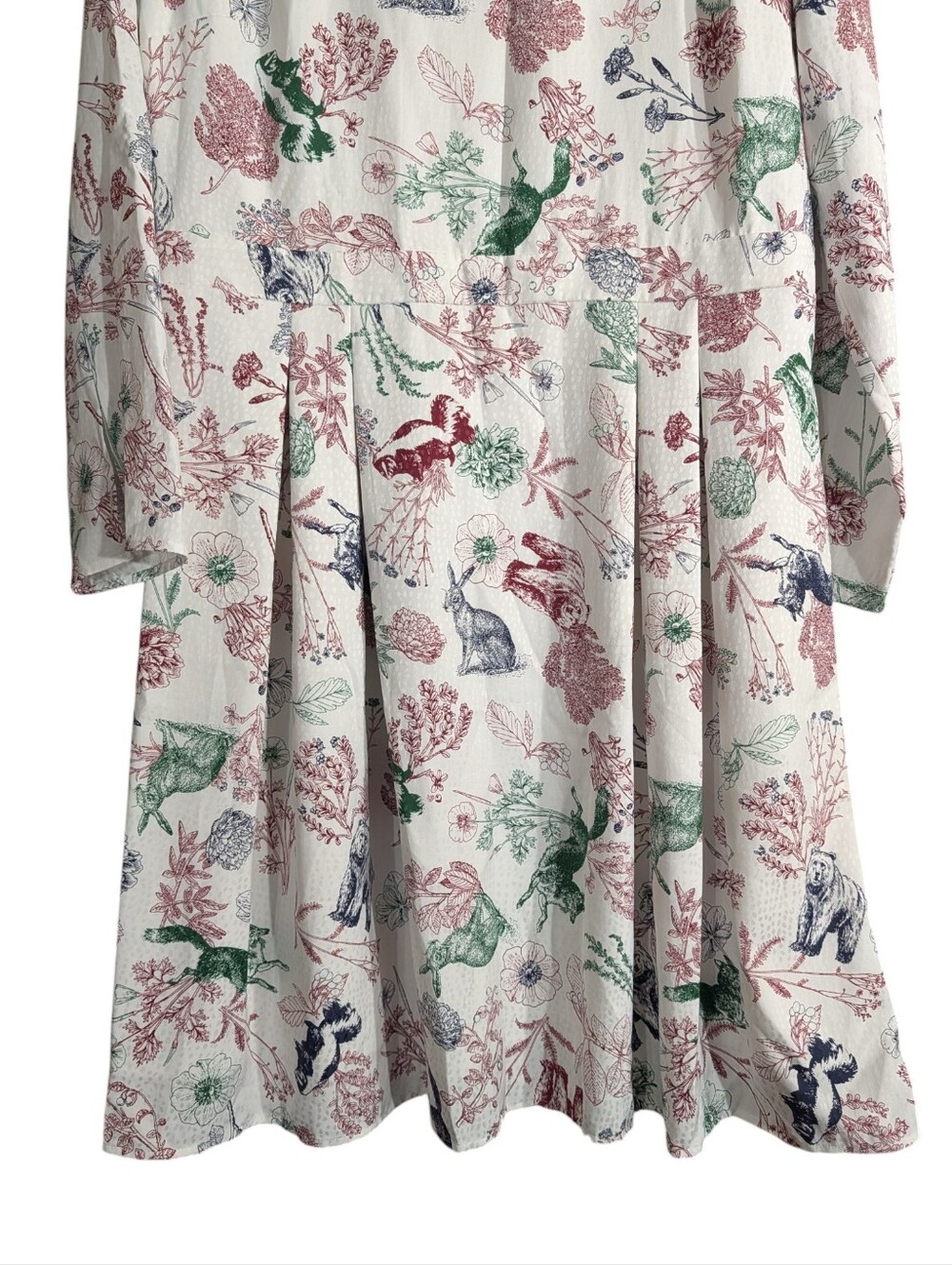 ModCloth Woodland Animal Botanical Fit & Flare Midi Dress XL Long Sleeve Lined - Picture 5 of 11